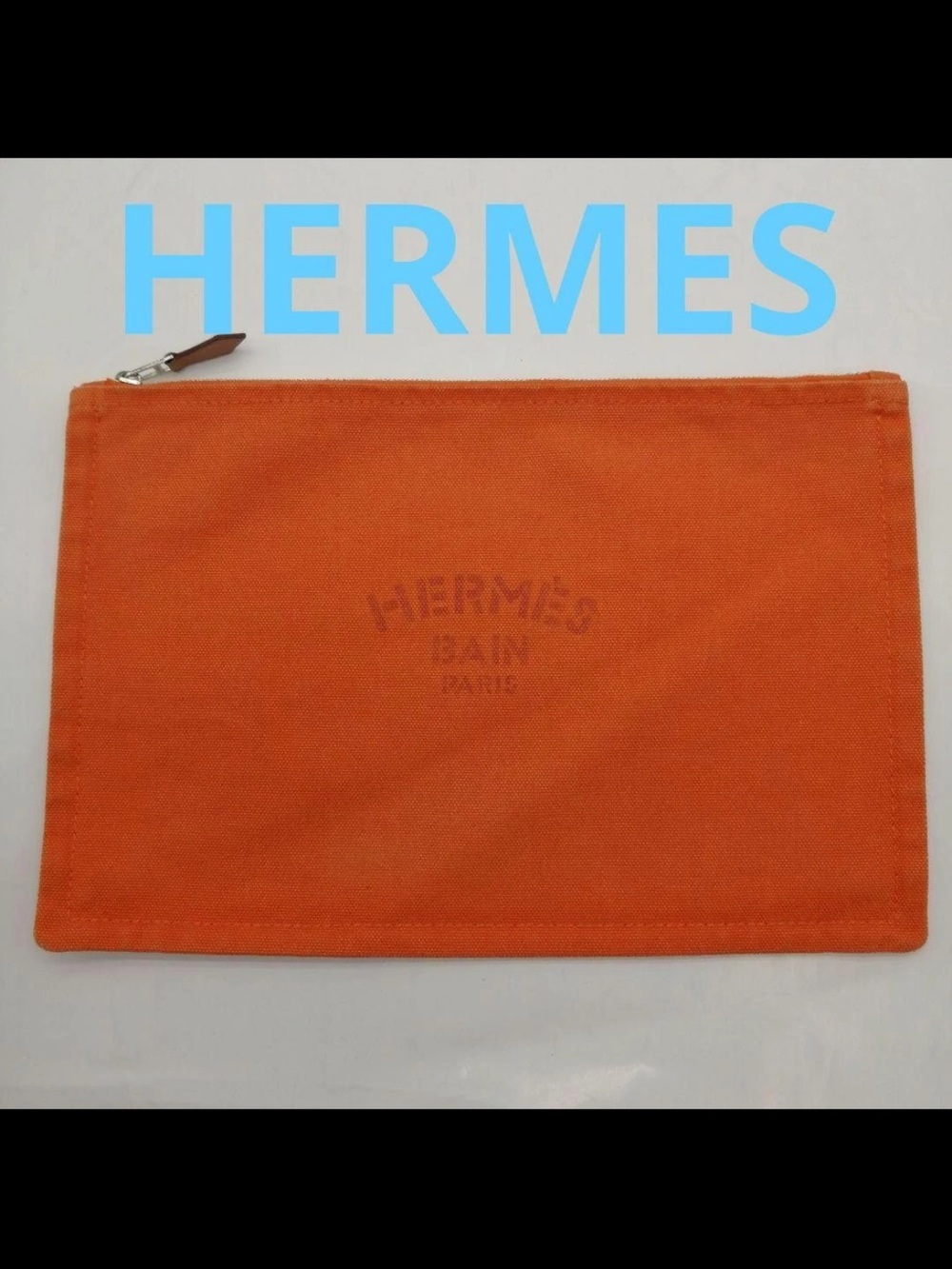 Hermes Orange Canvas Toiletry Pouch with Zip